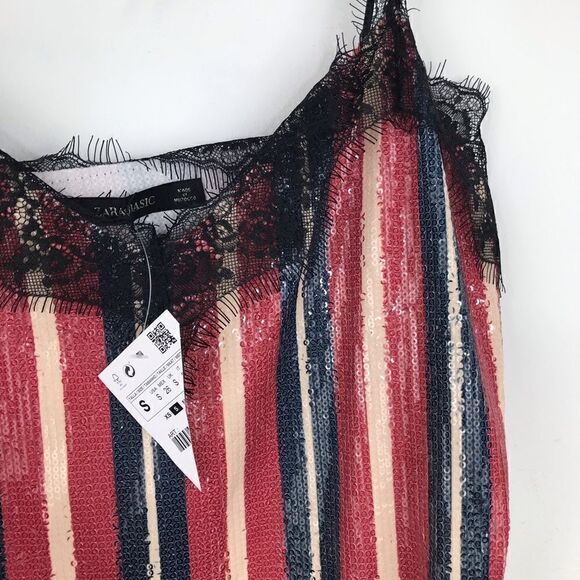 Zara Basic Sequin Patriotic Stripe Tank NEW - Picture 7 of 12